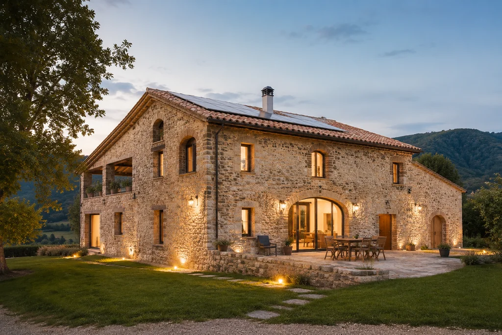 Projecte de reforma integral d'una casa de camp tradicional a Catalunya amb parets de pedra vista i tancaments de fusta eficients. - Equip Cairat Reformes